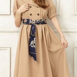 Japanese INGNI Double-Breasted Puffy Sleeve Trench Dress w/ 2 Belts